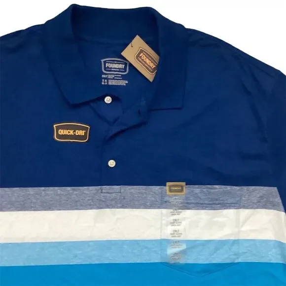 The Foundry Men's Blue Striped Polo Shirt Size L Golf Casual Summer - Picture 2 of 5